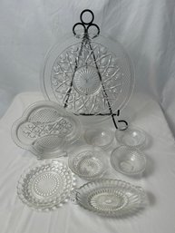 Cut Glass Serving Trays, Bowls