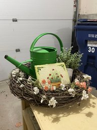 Grapevine Wreath, Watering Can, Historic Deerfield Chive Wall Plaque, Artificial Plant