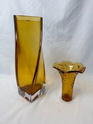 Amber Colored Vases (2)