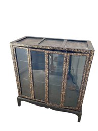 Hand Painted Glass Front Cabinet Antique