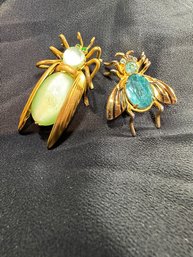 2 Bug Pins With Stones