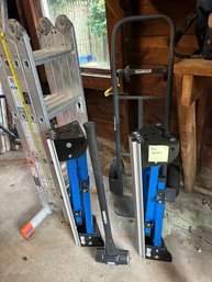 Sawhorses, 16 Ft Ladder, Dolly & Sledgehammer (G)