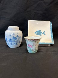 Trio Of Minton Cup, Tray And Ginger Jar