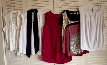 5 Womans Short Sleeve Blouses Calvin Klein, Kenar, Chico XL