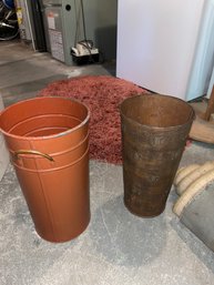 Two Metal Flower Buckets