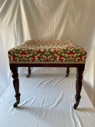 Fabric Covered Stool On Wheels   (L)