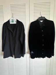 Womens Coat And Womens Button Up Shirt, Eileen Fisher, J Jill Size L