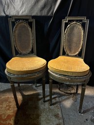 Antique French Canned Directoire Chair Set With Cushions (Basement)