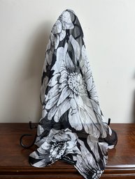 Black And White Floral Scarf