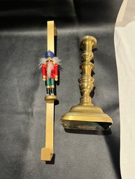 Nutcracker & Brass Candle Stick