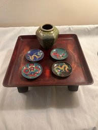 Vase , Chinese Plates And Japan Tray