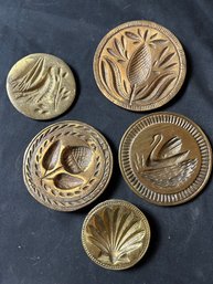 Vintage Brass Medallion Plaques Five