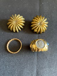 14K Gold Filled Ring, Vaubel Earrings, Copper Ring  (dr)