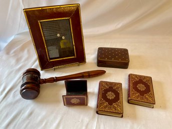 Wooden Gavel, Picture Frame, Leather Card Holders & Box  (dr)