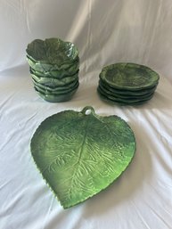 Italian Leaf Plate, Small Plates, Bowls Lot (k)