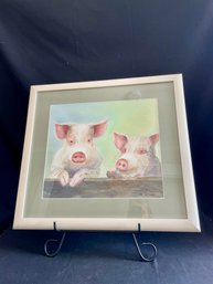 M. Pattison Original Watercolor Two Pigs      (Dr)