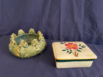 Stangl Terra Rose Ceramic Box, Frog Vase    (K)