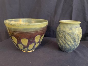 Hand Made Pottery Bowl & Levine Design Jar   (K)