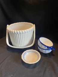 Nantucket Ceramic Bowl, Syracuse China Dish, 2 Blue/white Bowls  (k)