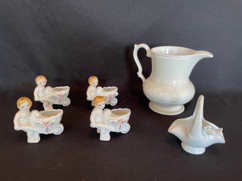 Cuthbertson House Pitcher, 6 Ceramic Trinket Pieces  (mb)