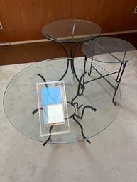 3 Glass And Wrought Iron Tables