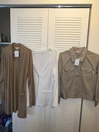 3 Women's Light Sweaters And Jacket Large Appleseed NWT