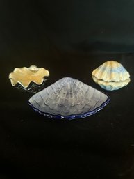 Shell Bowls (2) And Trinket Jar