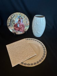 Lenox Plate, Vase, Trivet, And Royal Doulton Plate (4)