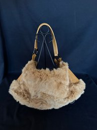 Kenneth Cole Leather Fur Shoulder Purse