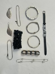 Silver And Black Tone Lot Of Jewelry