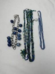 Lot Of 3 Blue Necklaces