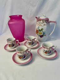 Pink Vase Plus Teacup Set