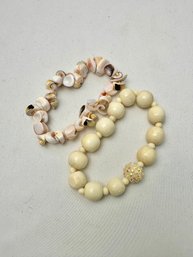 Shell Bracelet And Cream Colored Bracelet