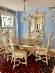 Thomasville Dining Table 6 Chairs, 2 Leaves, Pad, Chair Backs