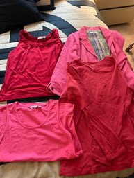 4 Liz Claiborne, Joan Rivers Womens Tops Red/pink 16