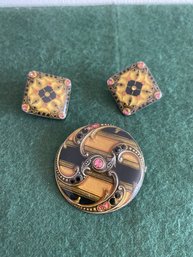 Clip On Earrings  & Pin Set      (B)