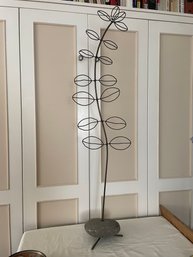 Wrought Iron Flower Sculpture Rock Base     (3brm)