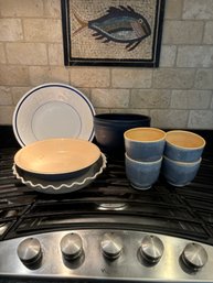 Le Creuset Blue Pie Plate  Mountain Pottery Blue Bowl, Fish Decor Pie Plate, Spaghetti Bowl, Feibig Bowls