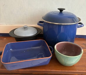 Le Creuset Large Blue Pot, Faria & Bento Dish, Blue Baking Dish, Laura Macphail Pottery Bowl