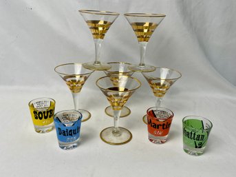 Gold Rimmed Cordial Glasses, Shot Glasses    (D)