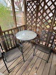 Smaller Outdoor Table With 2 Metal Chairs