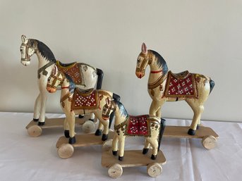 Wooden Horses On Wheels