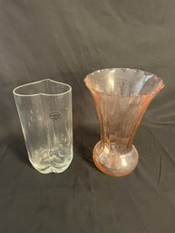 Heart Shape Vase, Pink Glass Vase