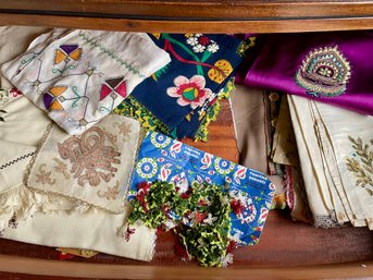 Drawer Of Fabrics, Tablecloths, Runners