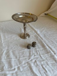 Sterling Silver Compote And 2 Thimble Holder