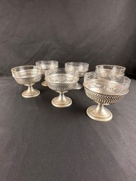 (6) Sterling And Crystal Dessert Bowls (K)