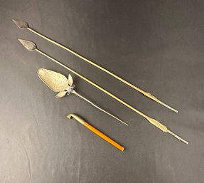 (2) Arrows, Pipe, And Silver Spoon With Gem