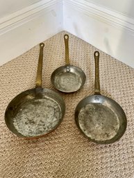 3 Copper & Brass Saute Pans