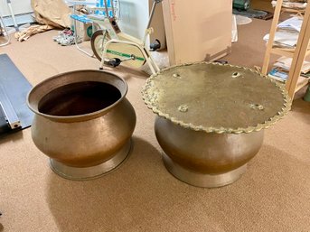 Two Copper Drums, Brass Lid