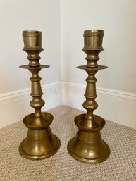 Pair Of Solid Brass Candlesticks